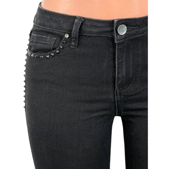 Rachel Roy Black Mid-Rise Studded Skinny Jeans 28 | Rockstar Girlfriend Grunge - Picture 3 of 15